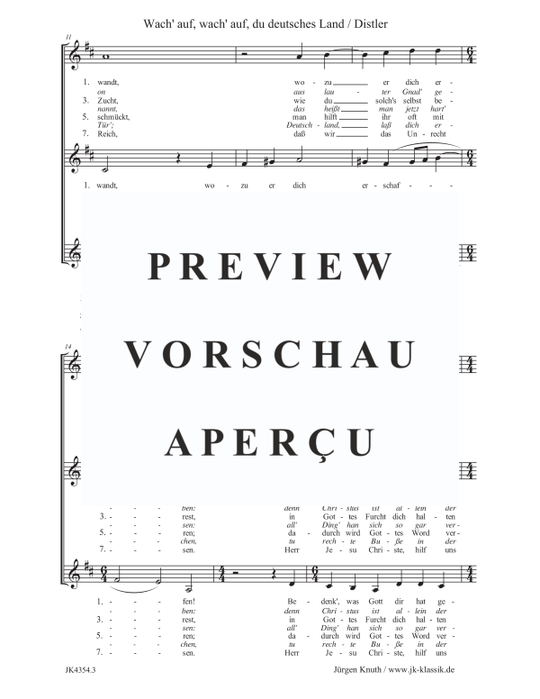 Produktgalerie: Seite 4 von 5 Wach´ auf, wach´ auf, du deutsches Land (Der Jahrkreis, Op,5 Nr.40), , Frauenchor SSA