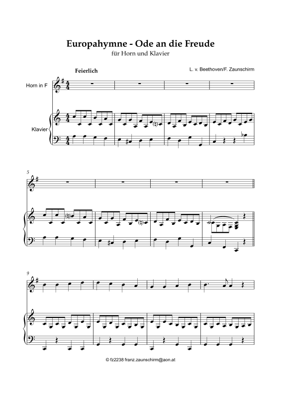 Produktbild zu: Europahymne - Ode an die FreudeLudwig van Beethoven