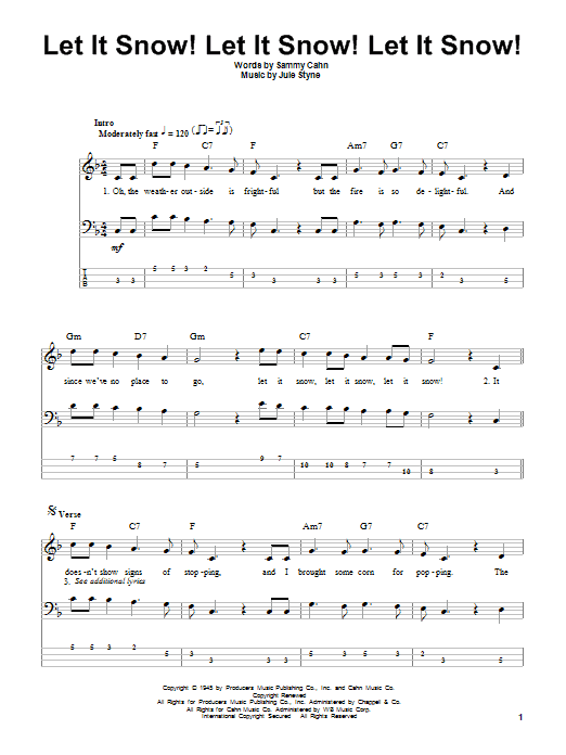 Produktgalerie: Seite 1 von 1 Let It Snow! Let It Snow! Let It Snow!, Sammy Cahn, E-Bass