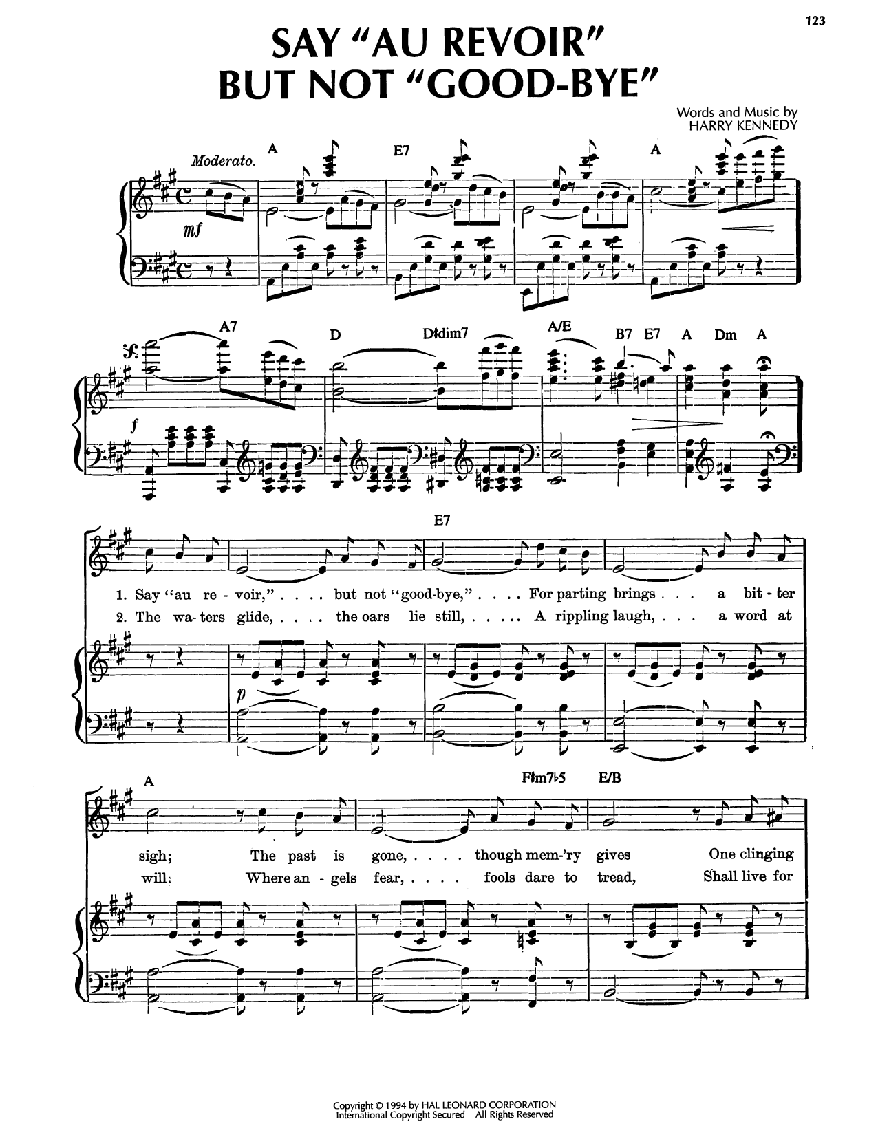 Produktgalerie: Seite 1 von 1 Say "Au Revoir," But Not "Good-Bye", Harry Kennedy, Gesang, Gitarre, Klavier