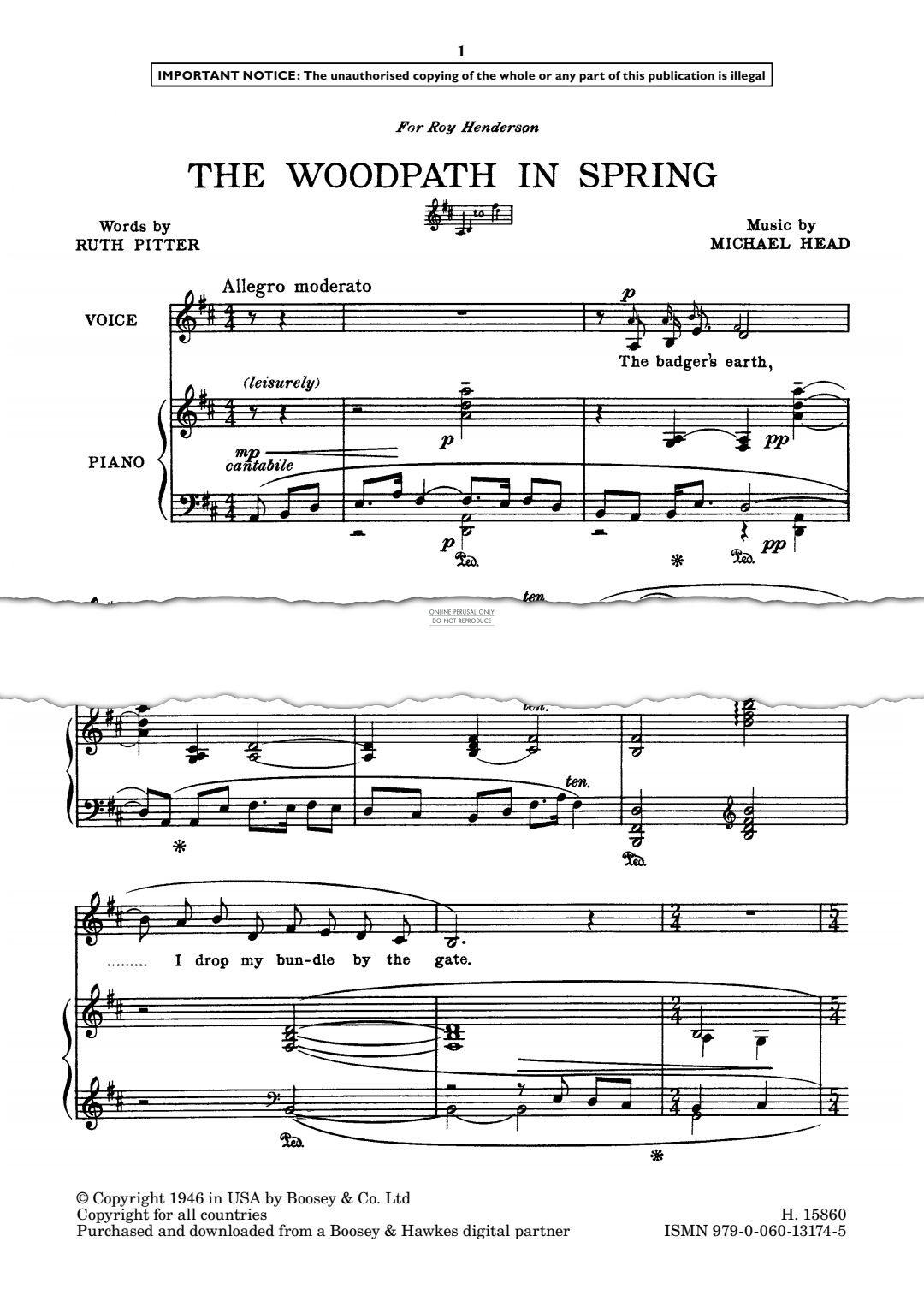 gallery: The Woodpath in Spring, Michael Head, Gesang, Klavier