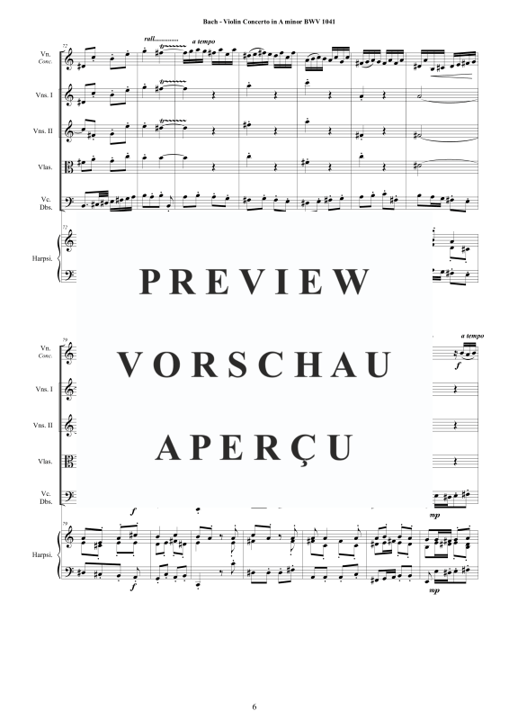 Product gallery: Page 7 of 11 Violin Concerto in A minor BWV 1041, , Mixed Ensemble: Violin, Strings and Harpsichord Bc