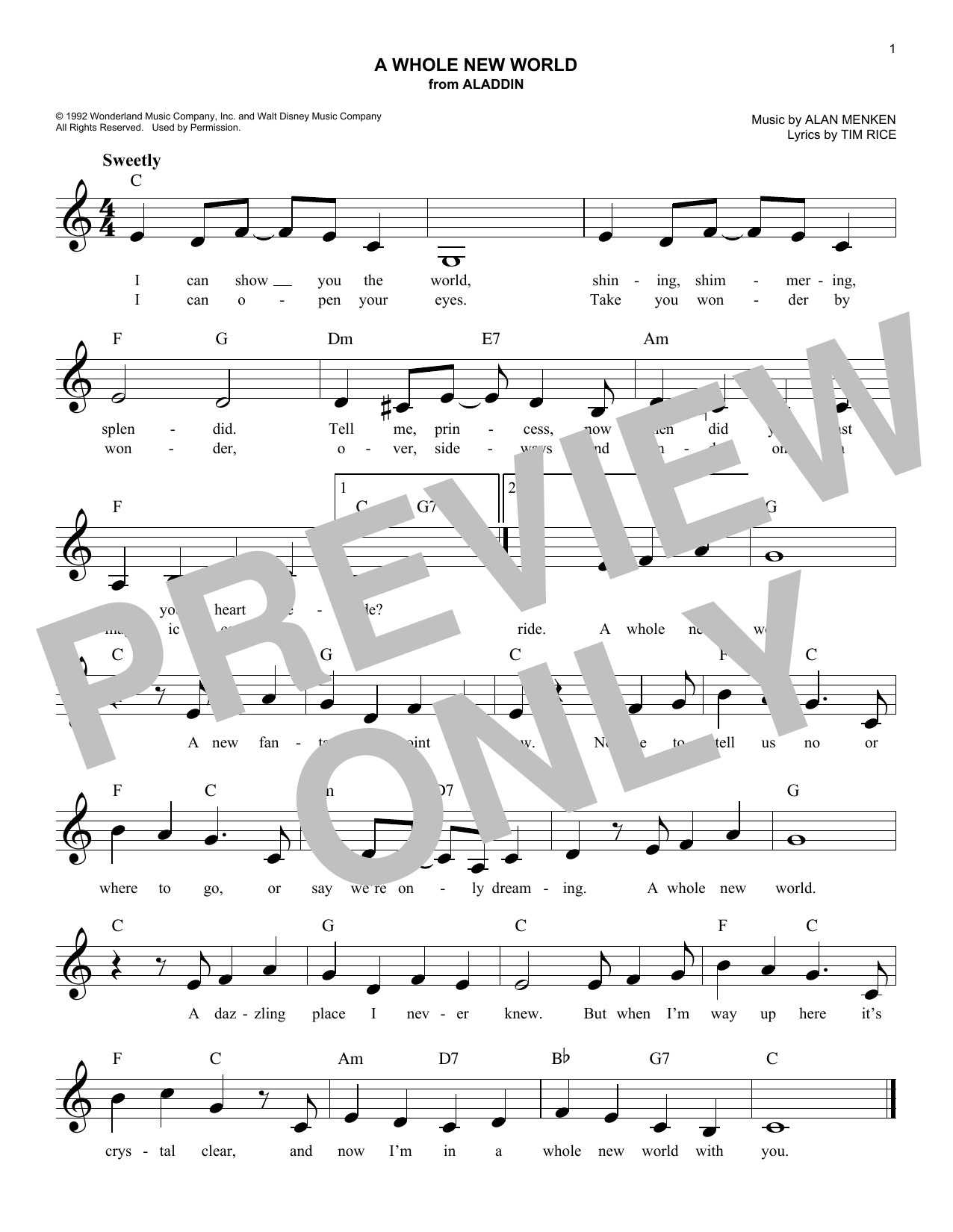 Produktbild zu: A Whole New World (from Aladdin)