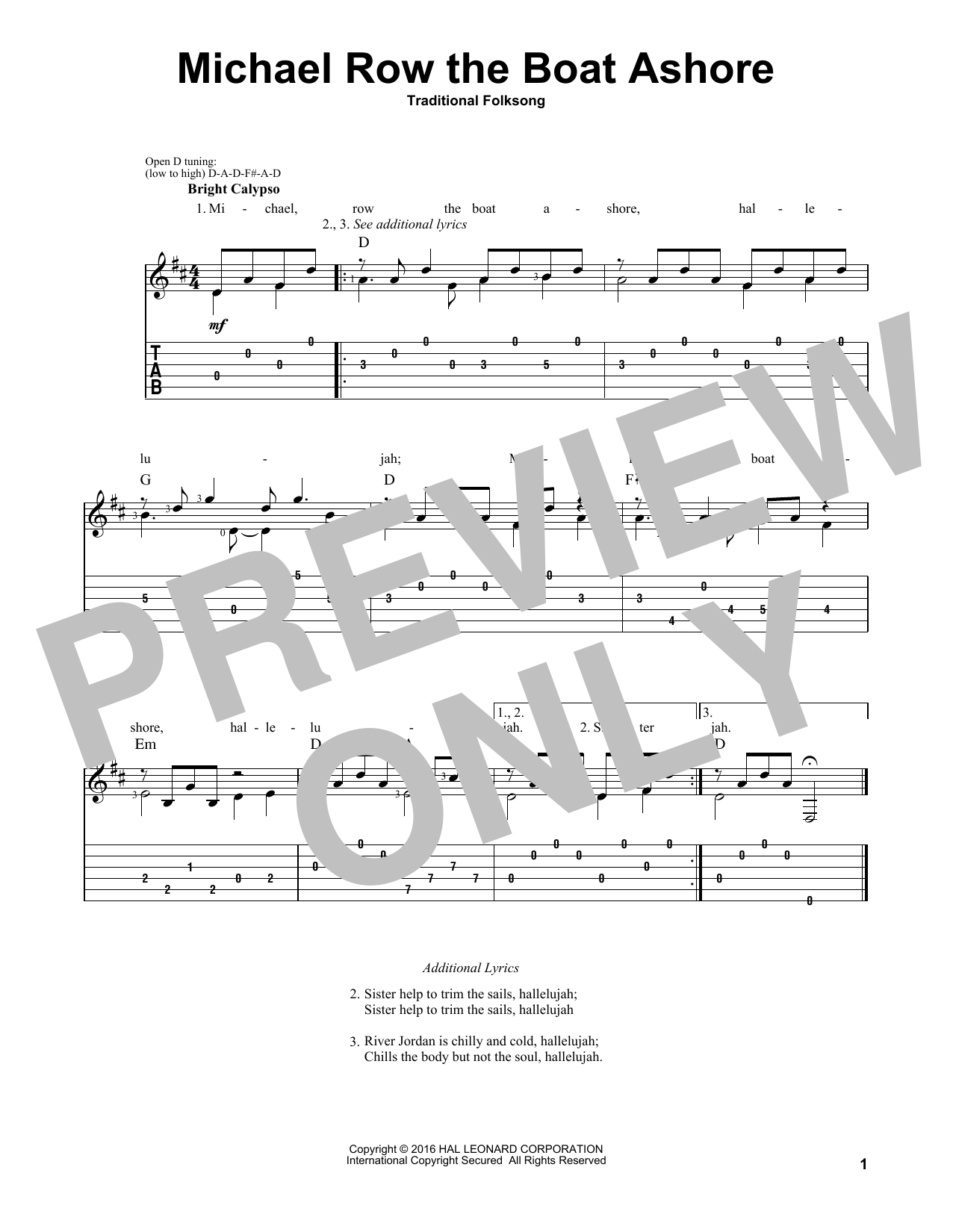 Produktgalerie: Seite 1 von 1 Michael Row The Boat Ashore (arr. Mark Phillips), Traditional Folksong, Gitarre