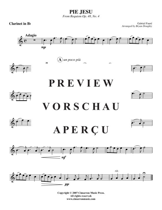 Product gallery: Page 5 of 5 Pie Jesu , , (clarinet in Bb + piano)