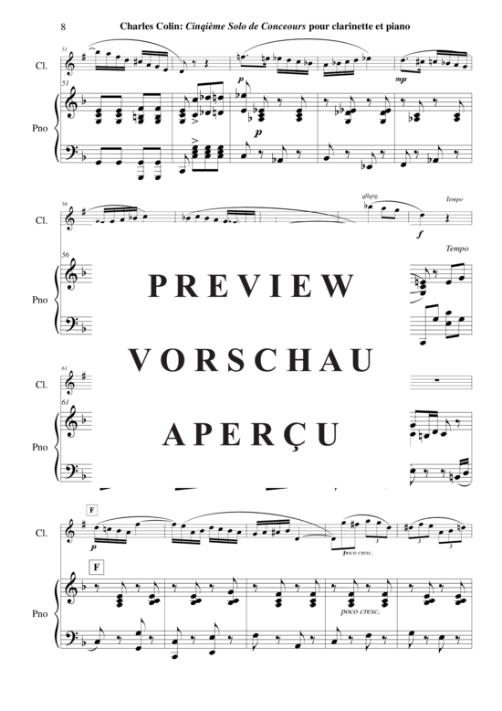 Product gallery: Page 9 of 21 Solo de Concours no. 5, Opus 45 , , (clarinet in Bb + piano)