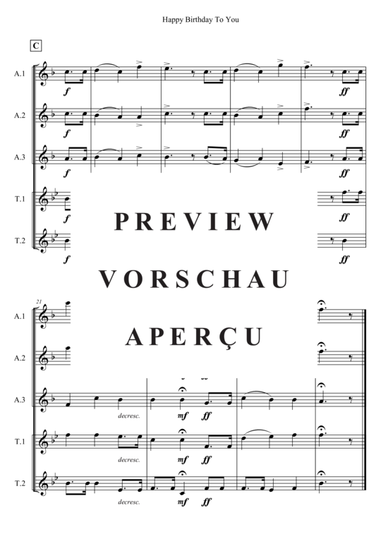Produktgalerie: Seite 4 von 4 Happy Birthday To You , , (Saxophon Quintett AAATT)
