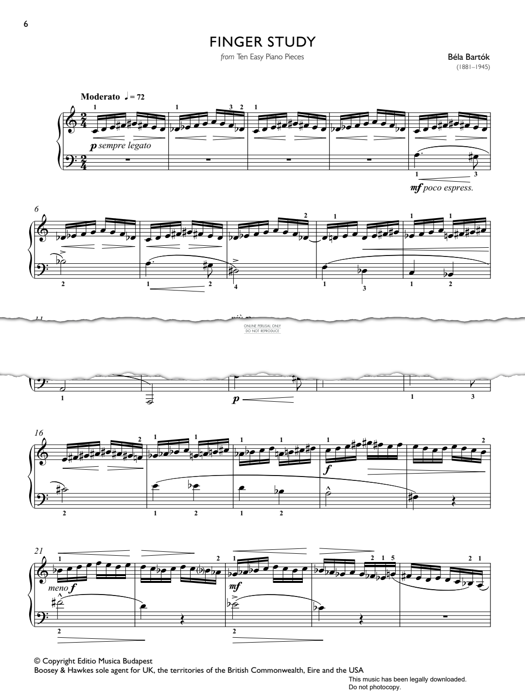 Product picture to: Finger Study from 'Ten Easy Piano Pieces' (from Real Repertoire Studies Grades 6-8)