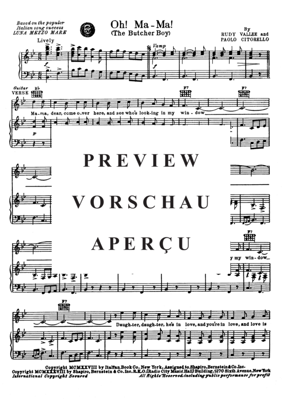 Produktgalerie: Seite 3 von 3 Oh! Ma-Ma! (The Butcher Boy) , Popular Standard, (Klavier und Gesang)