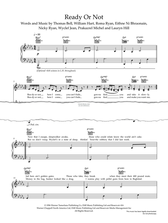 Produktgalerie: Seite 1 von 1 Ready Or Not, Fugees, Gesang, Gitarre, Klavier