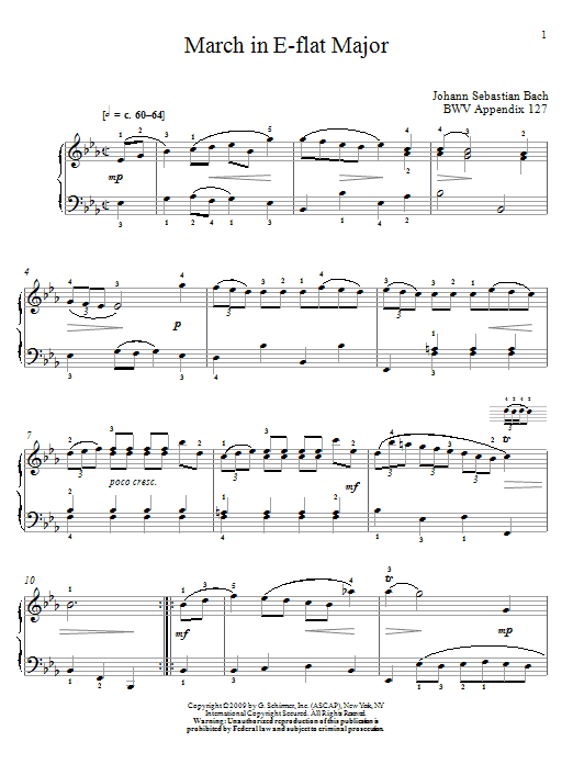 Produktgalerie: Seite 1 von 1 March In E-Flat Major, BWV App. 124, Johann Sebastian Bach, Klavier