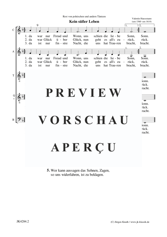 Produktgalerie: Seite 3 von 3 Kein süßer Leben, , Gemischter Chor 5-stimmig CATQB