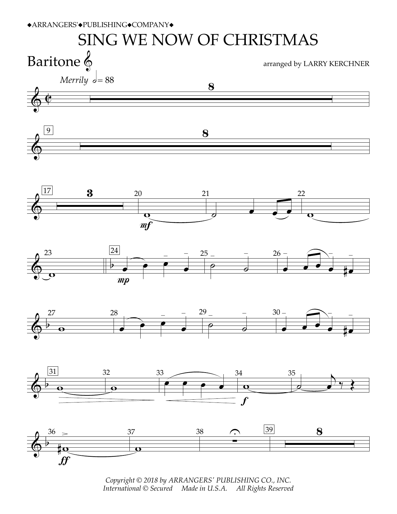 Product picture to: Sing We Now of Christmas (arr. Larry Kerchner) - Baritone T.C.