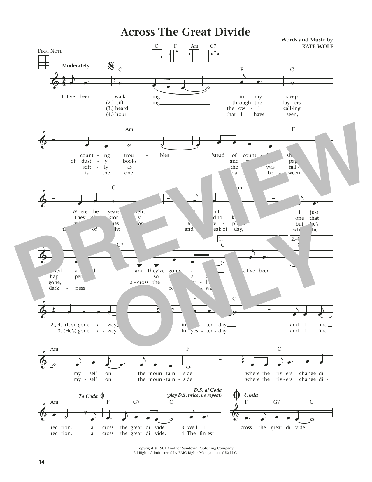Product gallery: Page 1 of 1 Across The Great Divide (from The Daily Ukulele) (arr. Jim Beloff), Kate Wolf