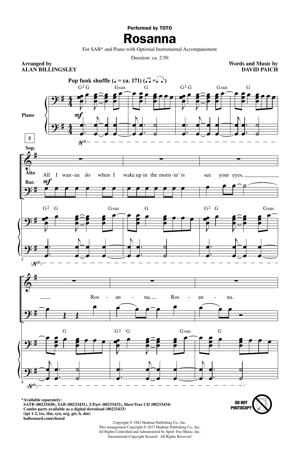 Produktgalerie: Seite 1 von 1 Rosanna (arr. Alan Billingsley), Toto, Chor