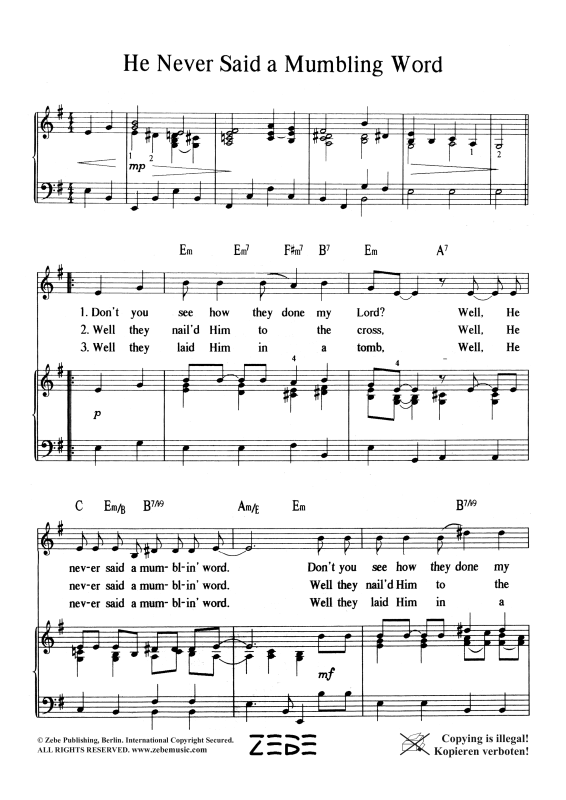 gallery: He Never Said a Mumbling Word, , Voice and Piano