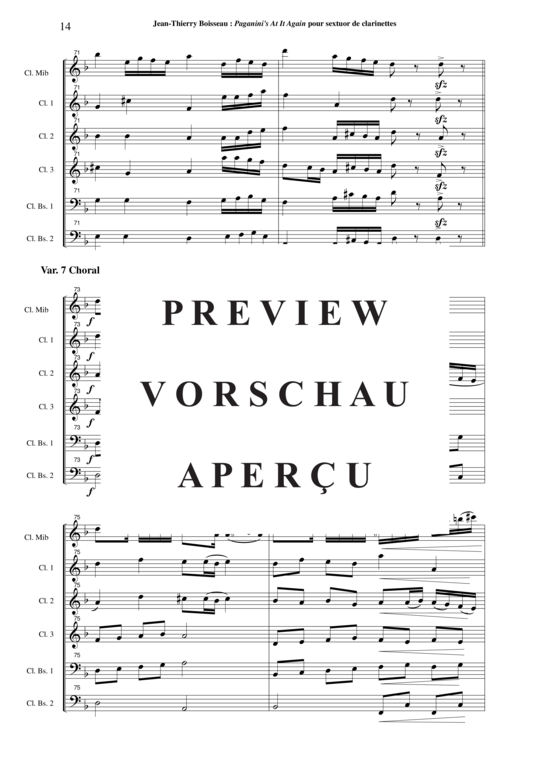 Product gallery: Page 15 of 21 Paganin´s At It Again! , , (Clarinet sextet 1x clarinet in Eb, 3x clarinet in Bb + 2x bass clarinet)