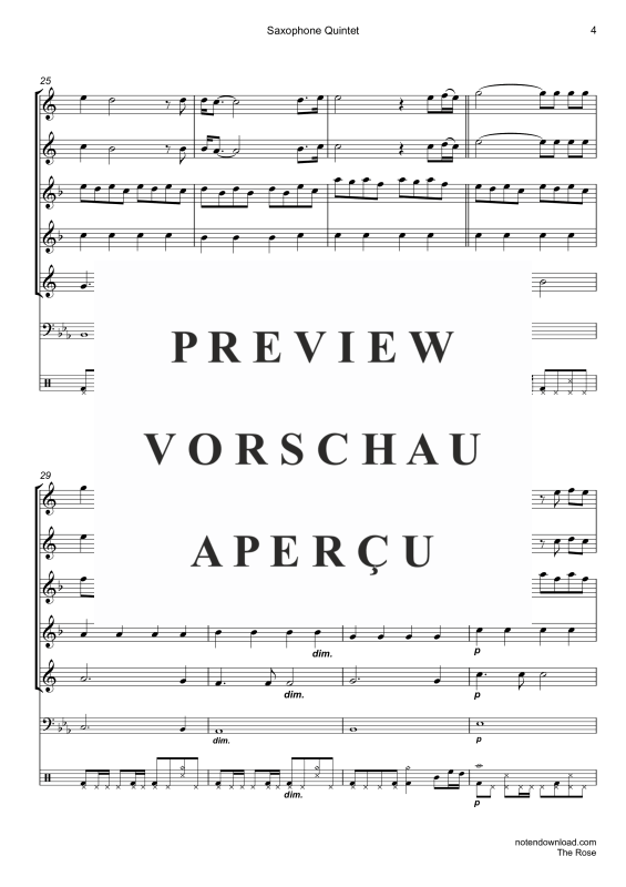 Produktgalerie: Seite 7 von 11 The Rose, Midler, Bette, Saxophon Quintett/Ensemble/Band/Chor - E-Bass & Drum Set opt.
