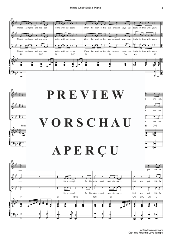 Produktgalerie: Seite 7 von 11 Can You Feel The Love Tonight, John, Elton, Gemischter Chor/Ensemble SAB und Klavier - E-Bass & Drum Set optional