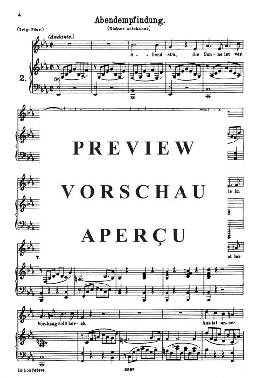 gallery: Abendempfindung K.523 , , (Gesang mittel + Klavier)