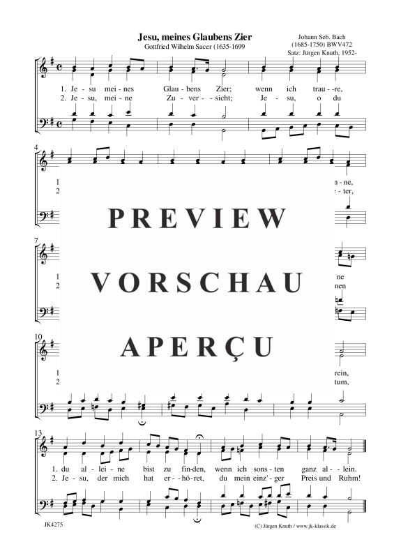 gallery: Jesu, meines Glaubens Zier BWV 472, , Gemischter Chor