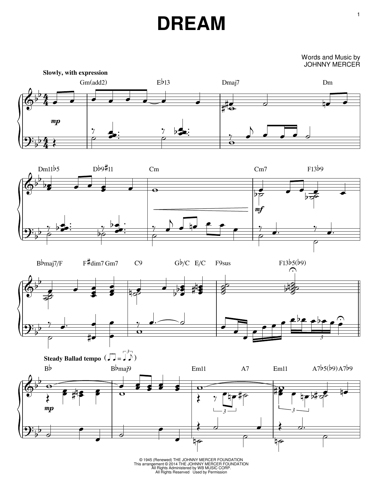 Product picture to: Dream [Jazz version] (arr. Brent Edstrom)