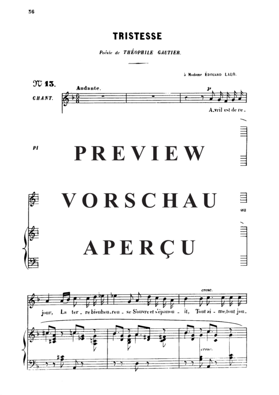 Product gallery: Page 2 of 6 Tristesse Op. 6 No.2, , High Voice and Piano