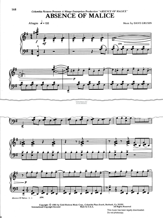 gallery: Absence Of Malice, Dave Grusin