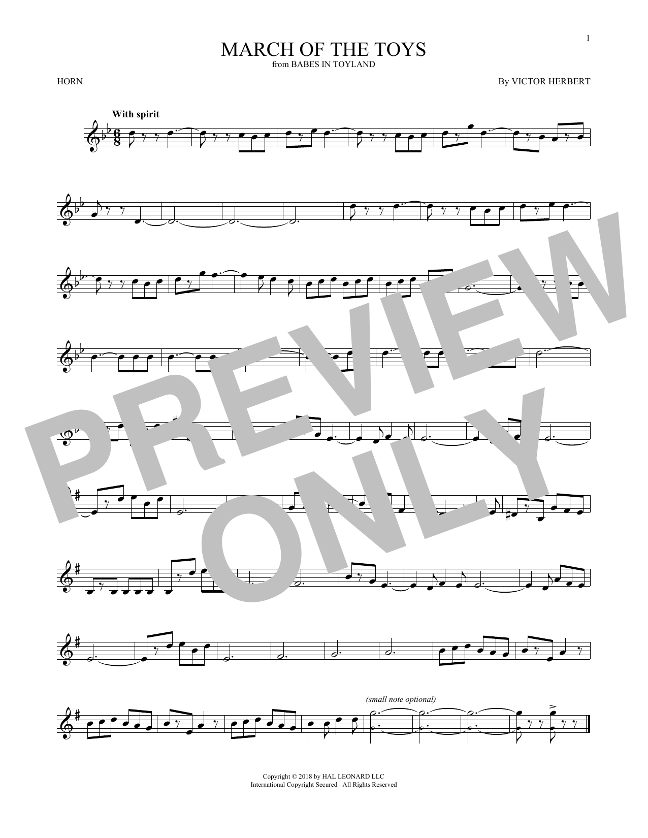 Produktgalerie: Seite 1 von 1 March Of The Toys (from Babes In Toyland), Victor Herbert, Horn