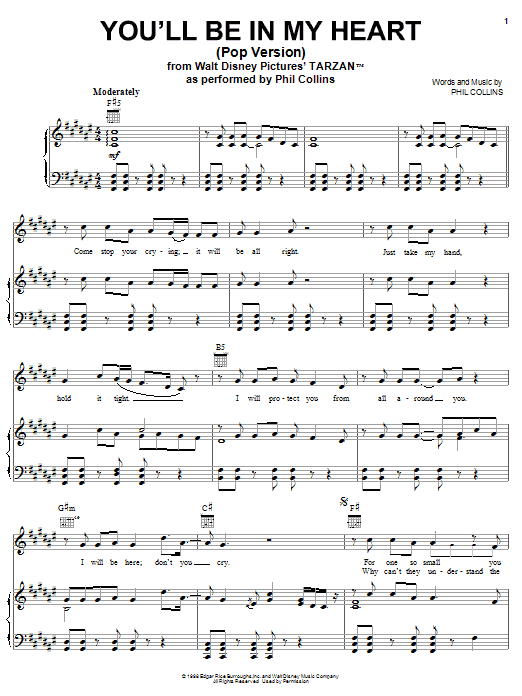Produktbild zu: You'll Be In My Heart (Pop Version) (from Tarzan)