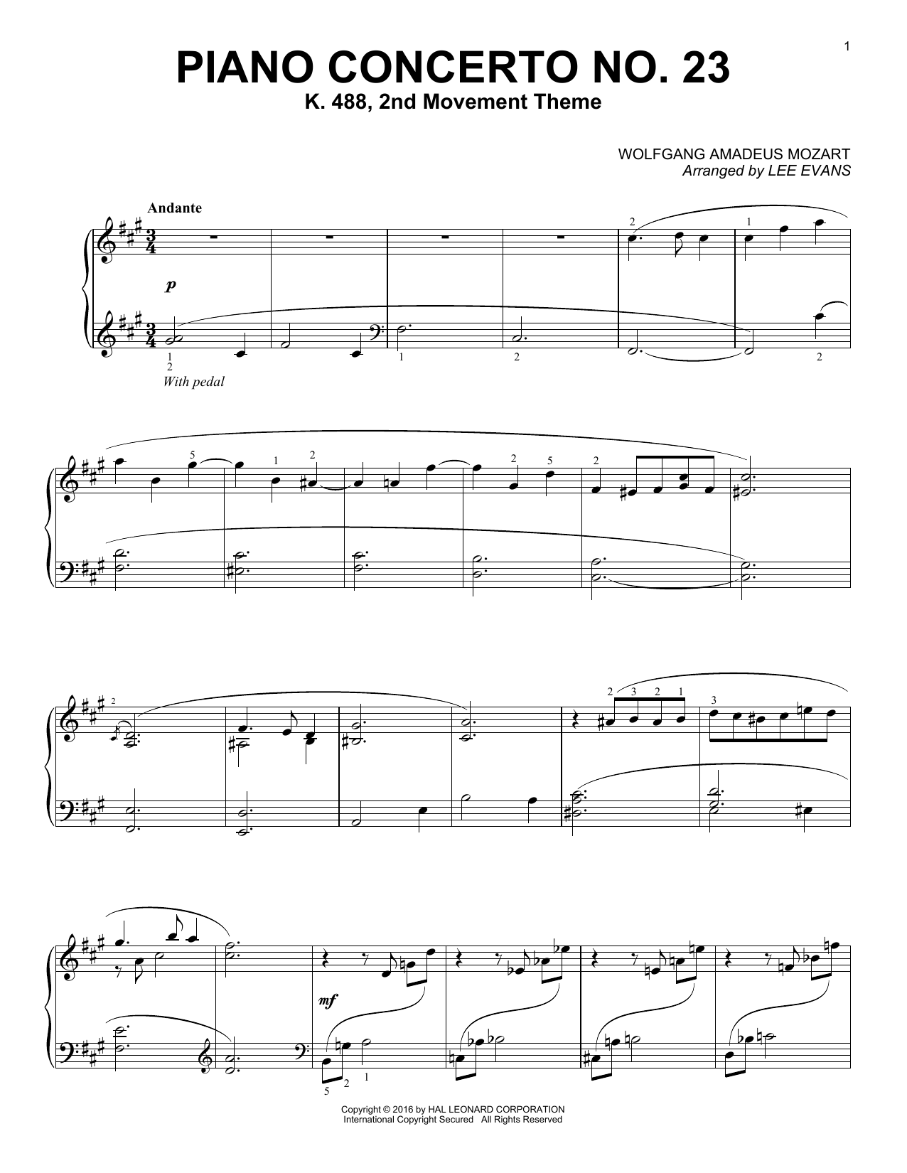 Produktbild zu: Piano Concerto In A Major, K.488, 2nd Movement