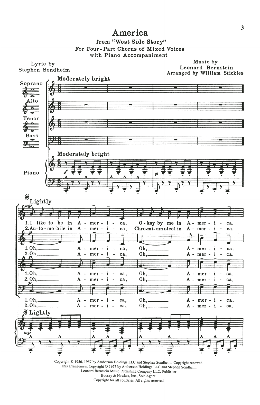 Product picture to: America (from West Side Story) (arr. William Stickles)