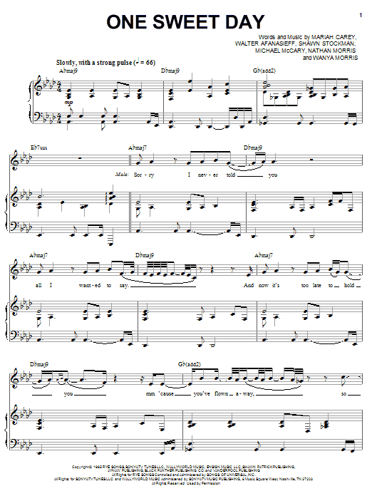 Produktgalerie: Seite 1 von 1 One Sweet Day, Mariah Carey and Boyz II Men, Gesang, Gitarre, Klavier