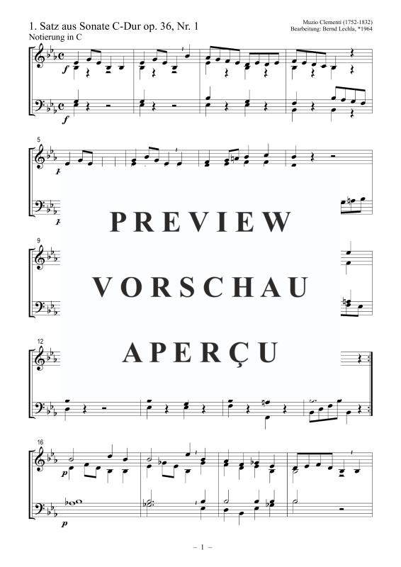 Produktgalerie: Seite 2 von 5 1. Satz aus Sonate C-Dur op. 36, Nr. 1, , Posaunenchor