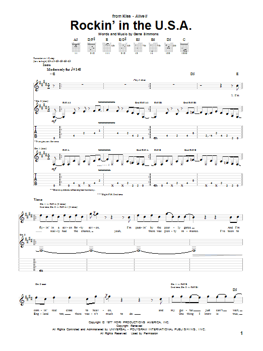 Produktgalerie: Seite 1 von 1 Rockin' In The U.S.A., KISS, Gitarre
