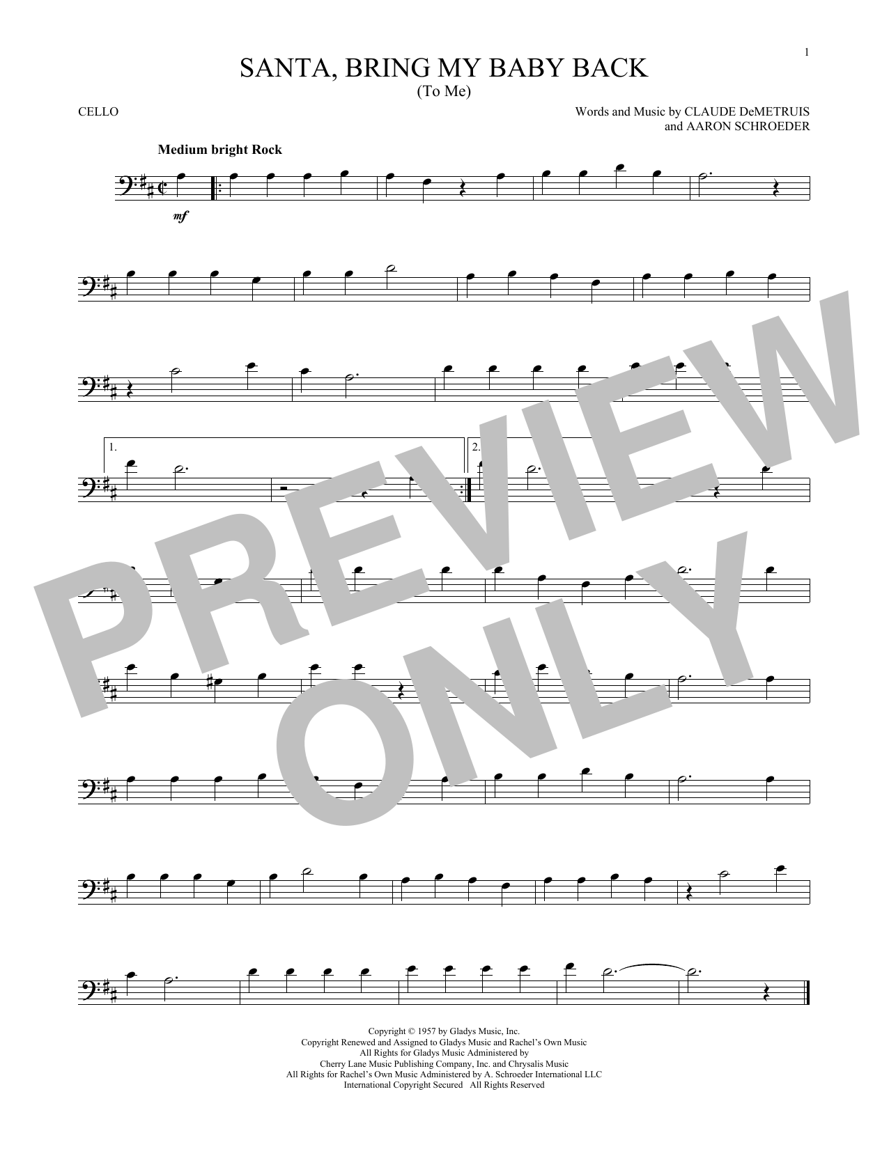 Produktgalerie: Seite 1 von 1 Santa, Bring My Baby Back (To Me), Elvis Presley, Violoncello