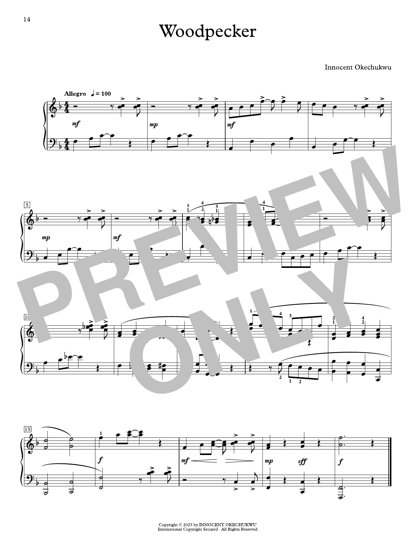 Produktgalerie: Seite 1 von 1 Woodpecker, Innocent Okechukwu, Klavier