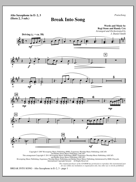 Produktgalerie: Seite 1 von 1 Break Into Song - Alto Sax 2-3 (sub. Horn 2-3), J. Daniel Smith, Chor