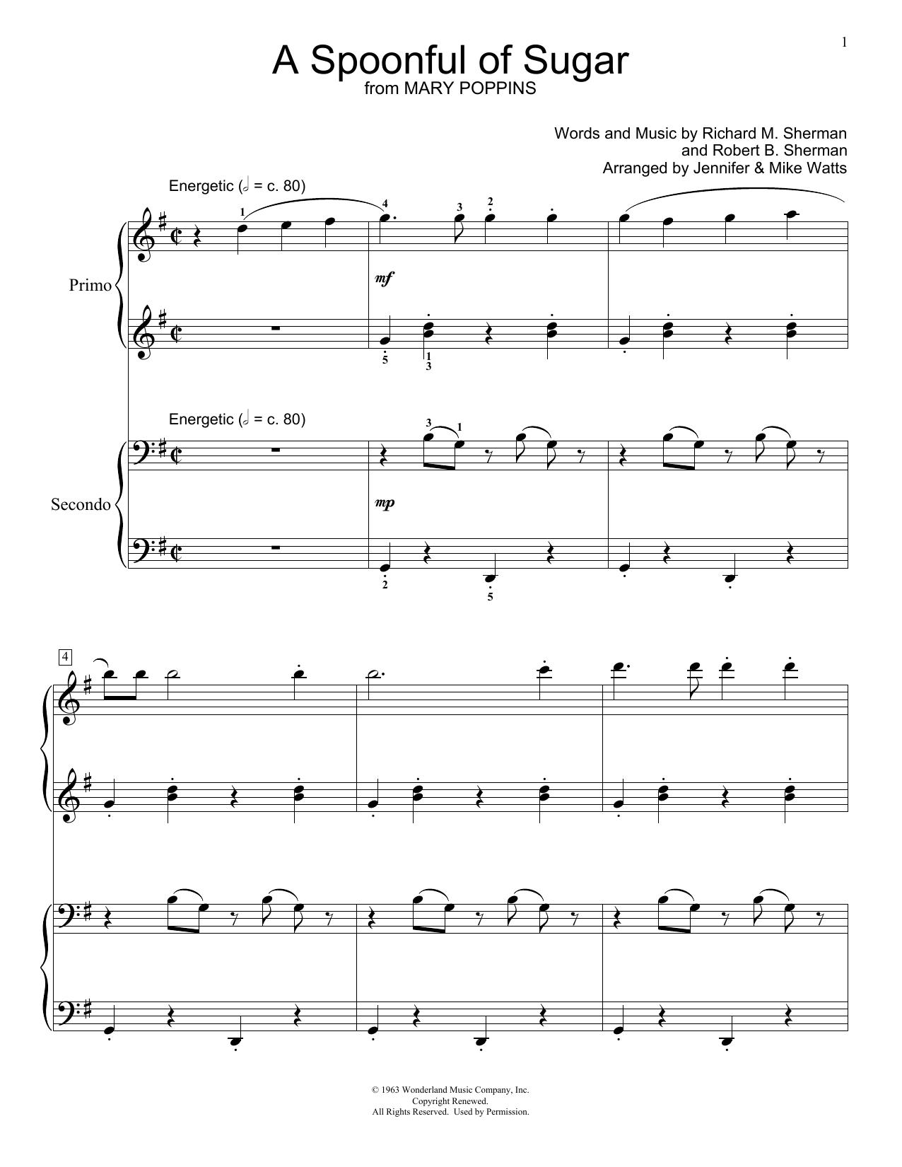 Product picture to: A Spoonful Of Sugar (from Mary Poppins) (arr. Jennifer and Mike Watts)
