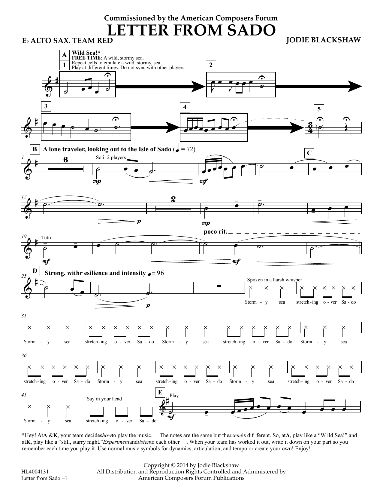 Product picture to: Letter from Sado - Eb Alto Saxophone Team Red