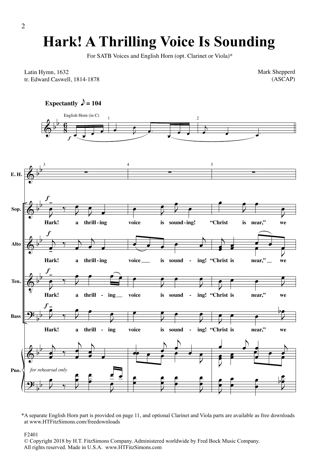 Product picture to: Hark! A Thrilling Voice Is Sounding