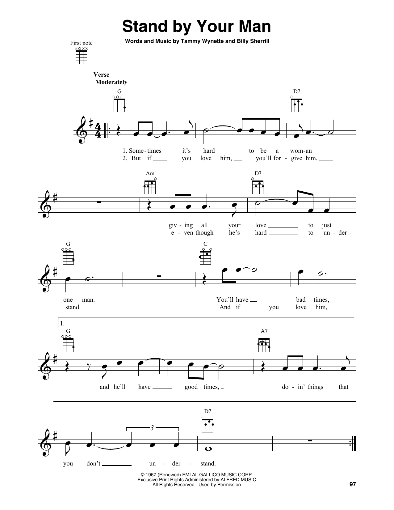 Produktgalerie: Seite 1 von 1 Stand By Your Man, Tammy Wynette, Ukulele