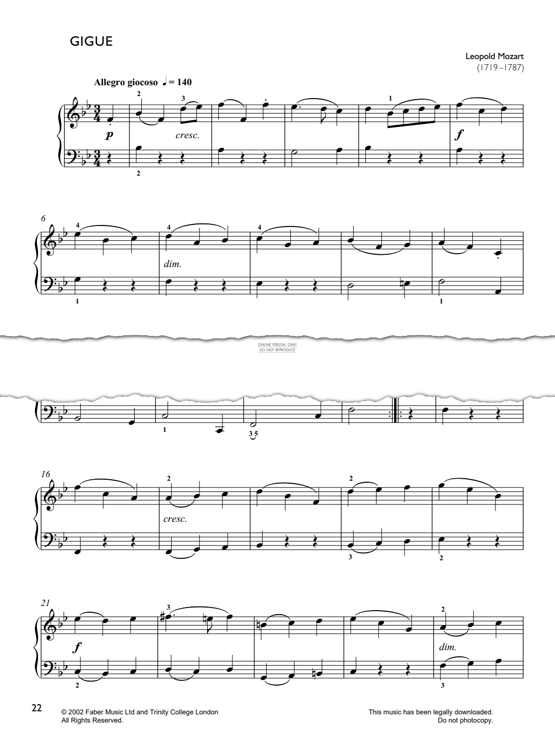 Produktgalerie: Seite 1 von 1 Gigue, Leopold Mozart, Klavier