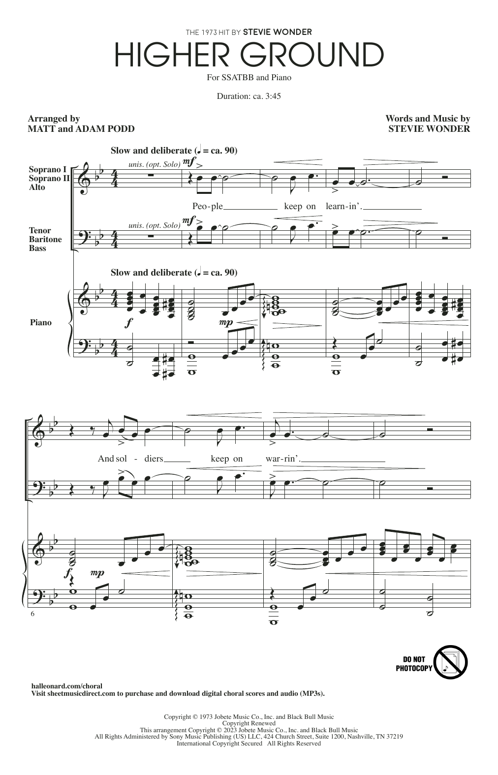 Product picture to: Higher Ground (arr. Matt and Adam Podd)