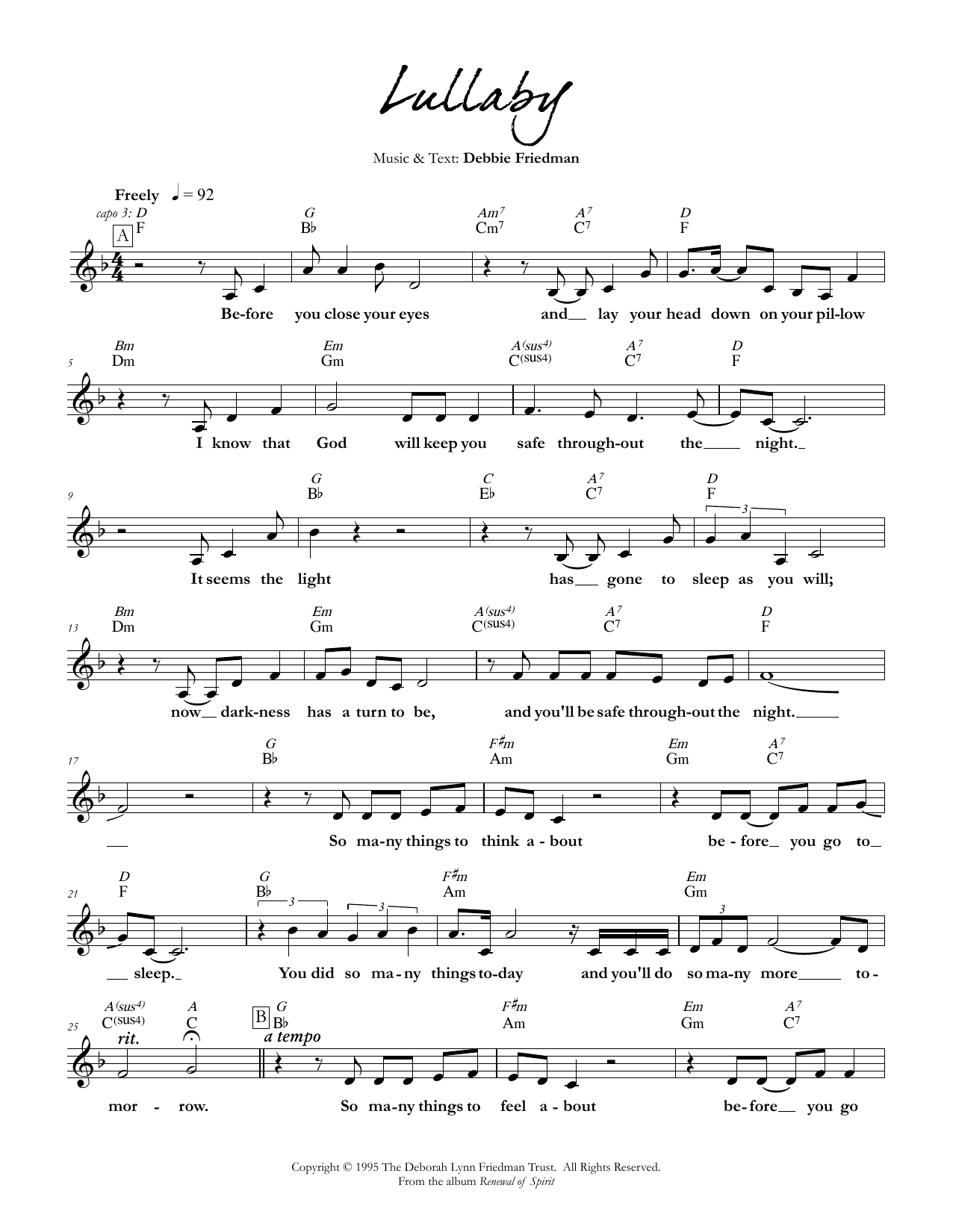Product gallery: Page 1 of 1 Lullaby, Debbie Friedman