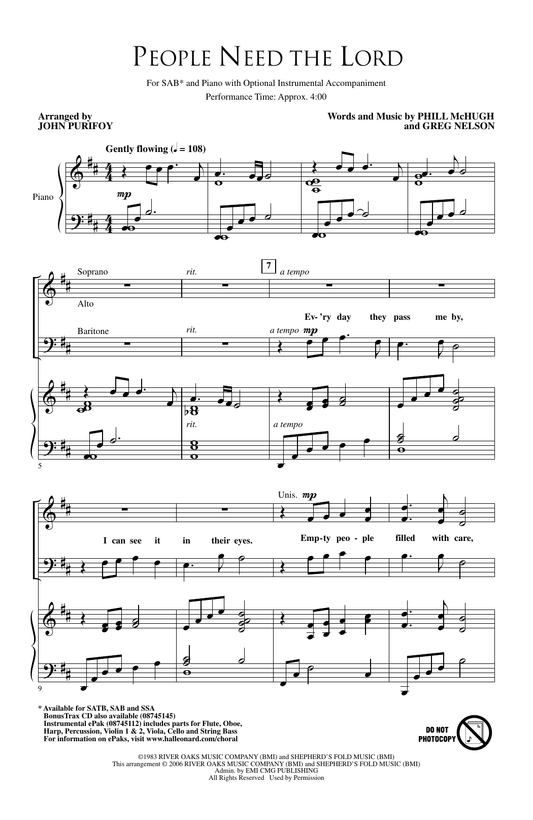 Produktgalerie: Seite 1 von 1 People Need The Lord (arr. John Purifoy), Steve Green, Chor