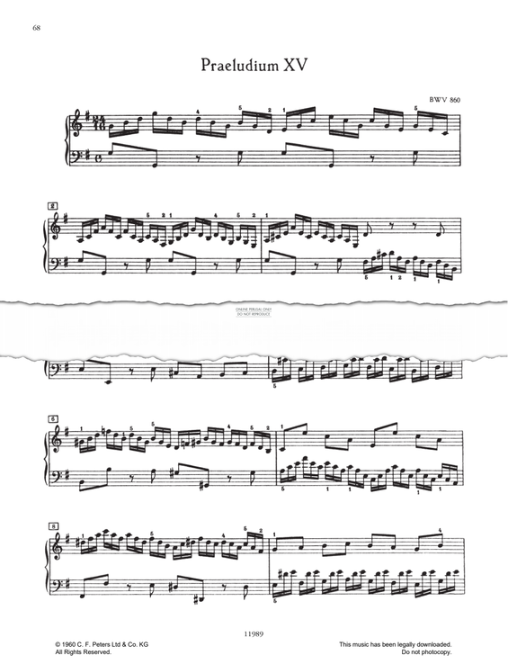 Produktbild zu: Prelude And Fugue No.15 in G major, BWV 860 (from 'The Well-Tempered Klavier Book I')