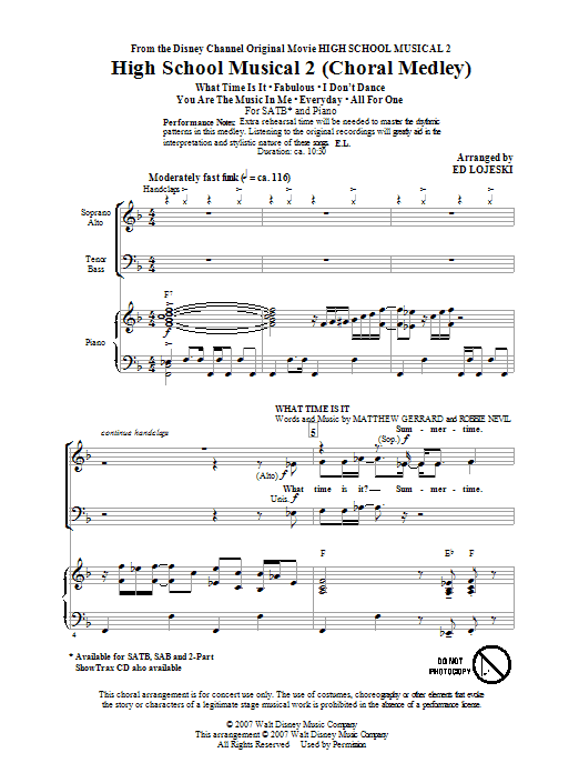 Produktbild zu: High School Musical 2 (Choral Medley)