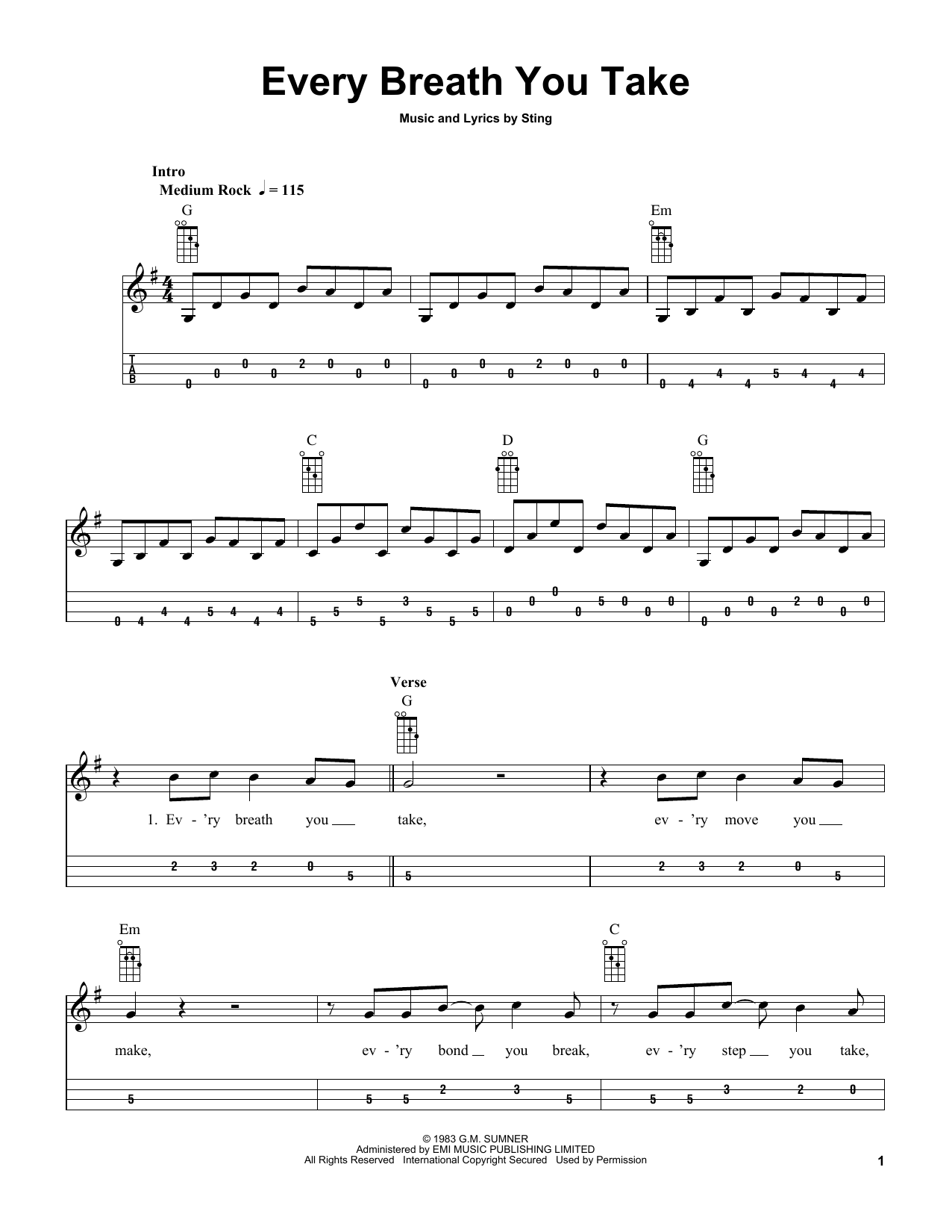 Product picture to: Every Breath You Take (arr. Bobby Westfall)