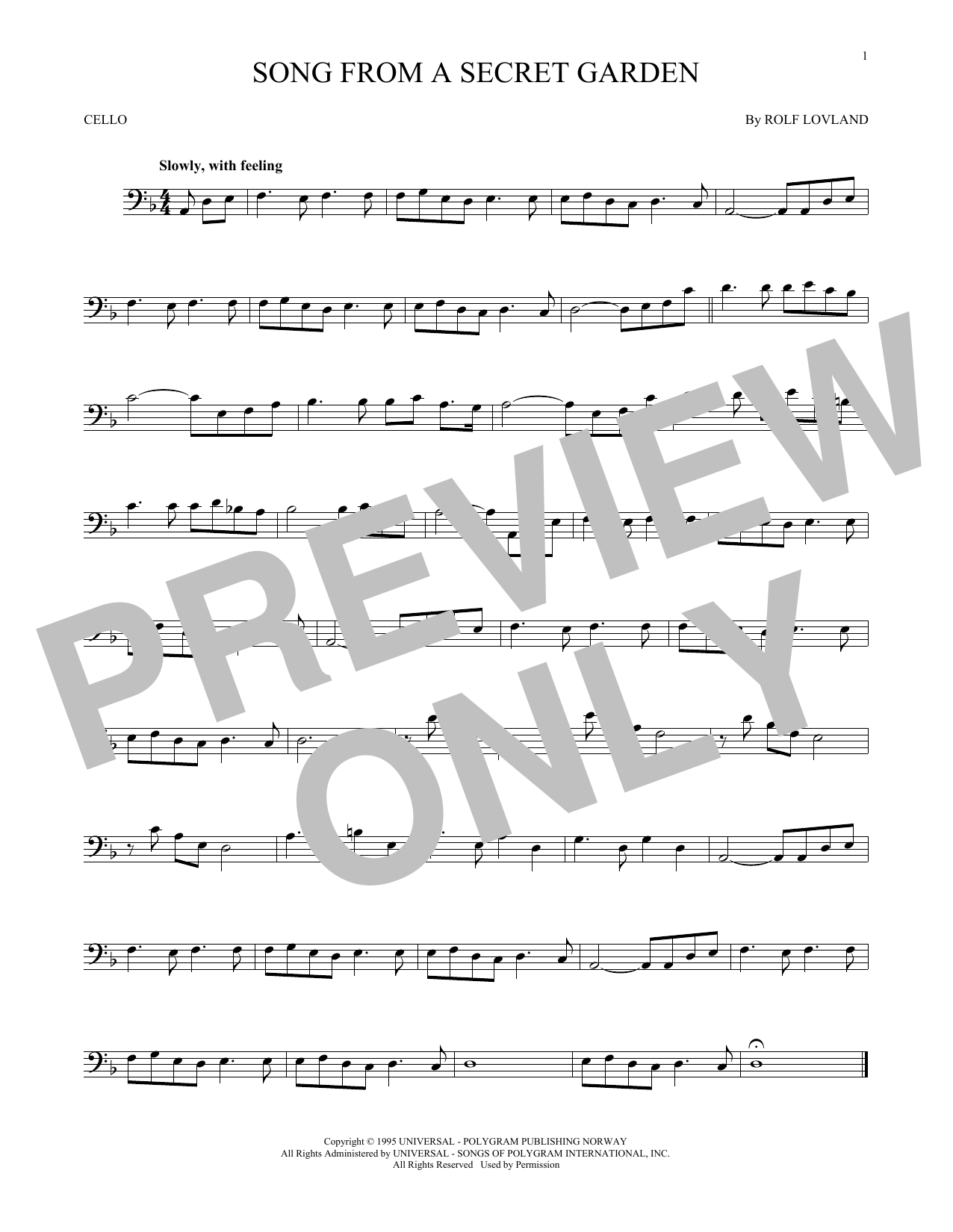 Produktgalerie: Seite 1 von 1 Song From A Secret Garden, Secret Garden, Violoncello